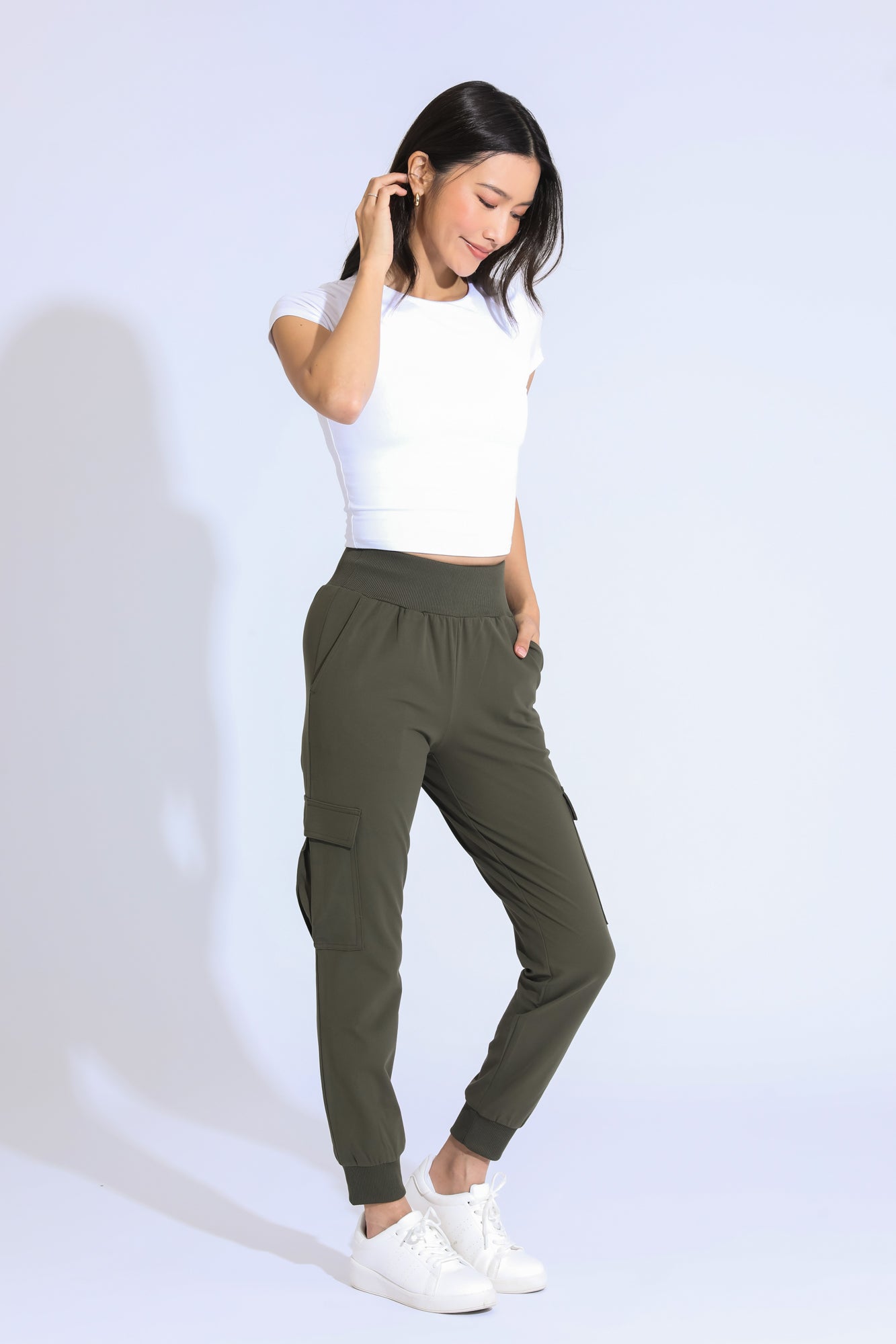 The Ribbed Waist Cargo Jogger Olive Rewash Brand