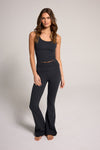 Fitted Fold Over Luxe Knit Set - Vintage Black