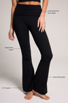 Luxe Fold Over Flare Legging  - Black