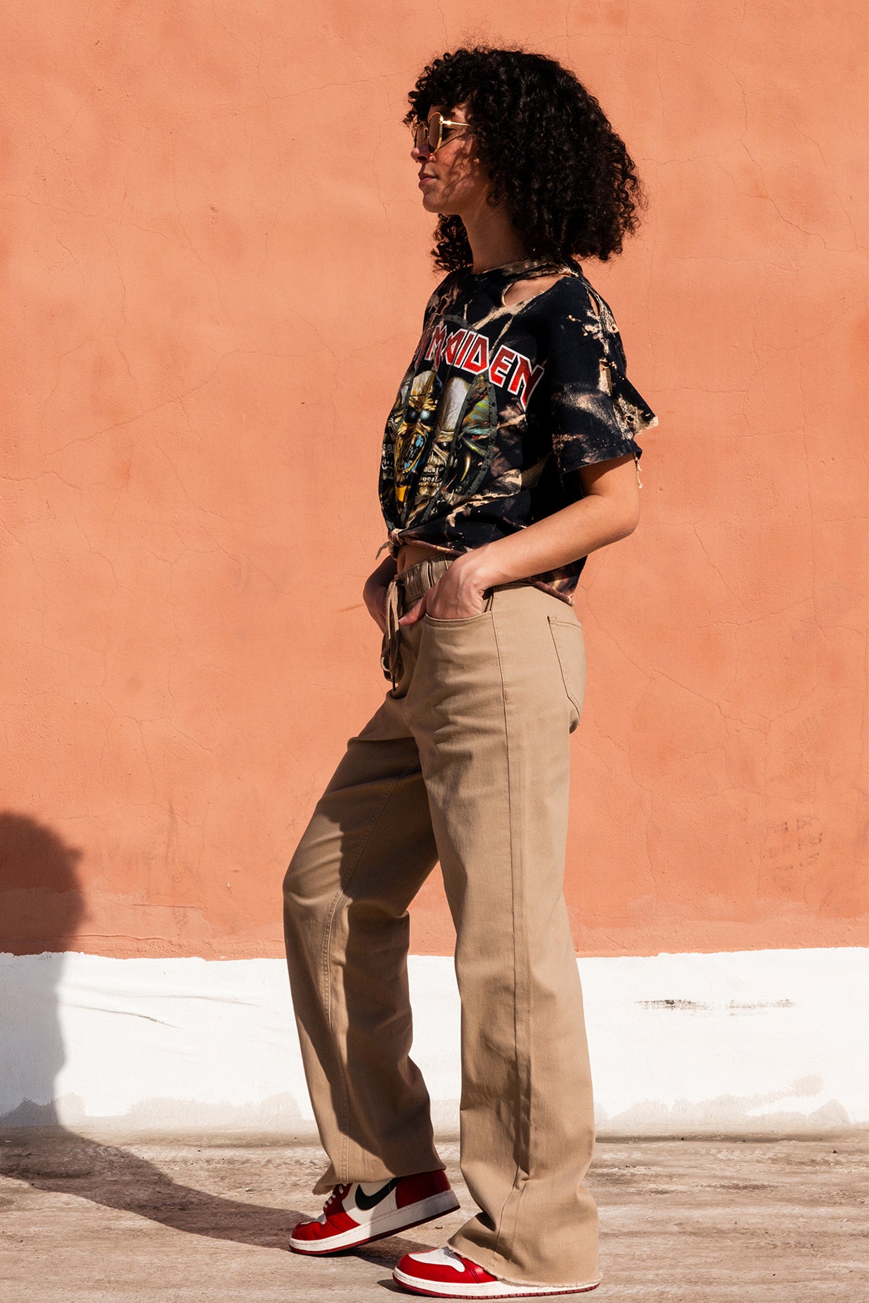 HIGH RISE WIDE LEG PANT TAUPE BROWN Rewash Brand