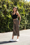 Marina Wide Leg Crop Pants - Brown Leopard