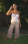 Marina Wide Leg Crop Pants - Light Sand