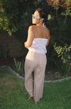 Marina Wide Leg Crop Pants - Light Sand