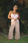 Marina Wide Leg Crop Pants - Light Sand