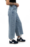 High Rise Wide Leg Cropped Jeans - Medium Indigo