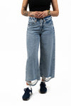 High Rise Wide Leg Cropped Jeans - Medium Indigo