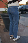 HIGH RISE KICK BELL CROP JEANS - BLUE/BLACK VINTAGE