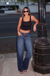 Avery Low Rise Baggy Jeans - Vintage Blue Black