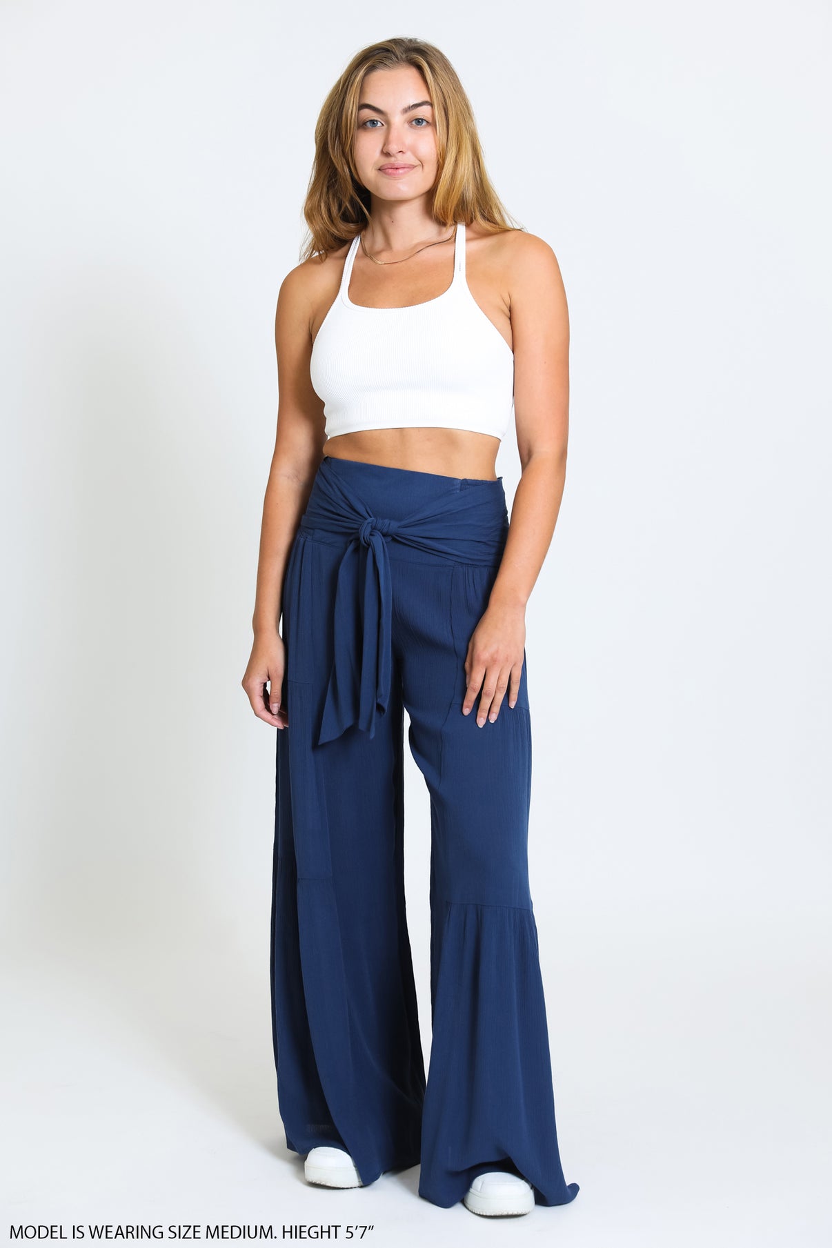 TIE WAIST TIERED WIDE LEG PANT - AIZONE – Rewash Brand