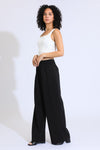 Aubrey Pleated Wide Leg Trousers  - Wrinkle Resistant Black