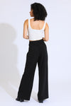 Aubrey Pleated Wide Leg Trousers  - Wrinkle Resistant Black