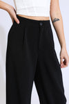 Aubrey Pleated Wide Leg Trousers  - Wrinkle Resistant Black