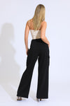 TROUSER WIDE LEG W/ CARGO POCKETS - WRINKLE RESISTANT BLACK