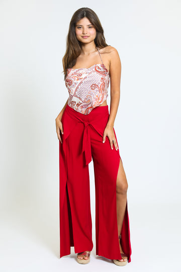 WIDE LEG BORDER WRAP PANT - SUNBRICK