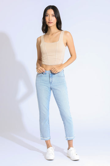 Vintage Revival Cropped Jeans - Light Indigo