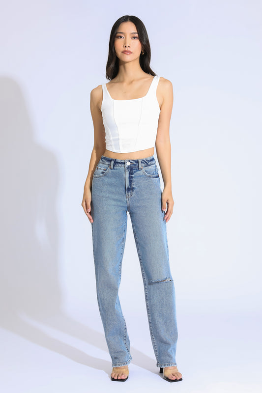 Stella High Rise 90's Straight Jeans - Indigo Medium