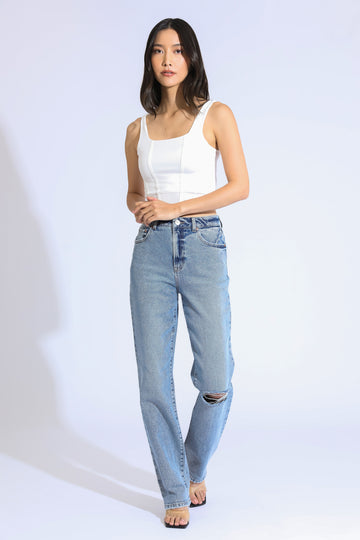 Stella High Rise 90's Straight Jeans - Indigo Medium