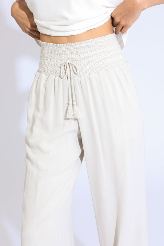 LUNA BOARDWALK WIDE LEG PANT - LIGHT SAND