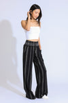 LUNA BOARDWALK WIDE LEG PANT - BLACK WHITE STRIPE