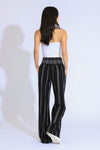 LUNA BOARDWALK WIDE LEG PANT - BLACK WHITE STRIPE