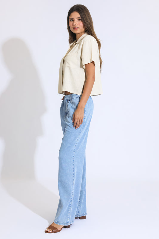 Taylor Wide Leg Trouser Jeans - Light Indigo