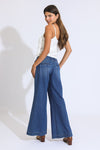 Mia Wide Leg A-Line Trouser - Medium Indigo