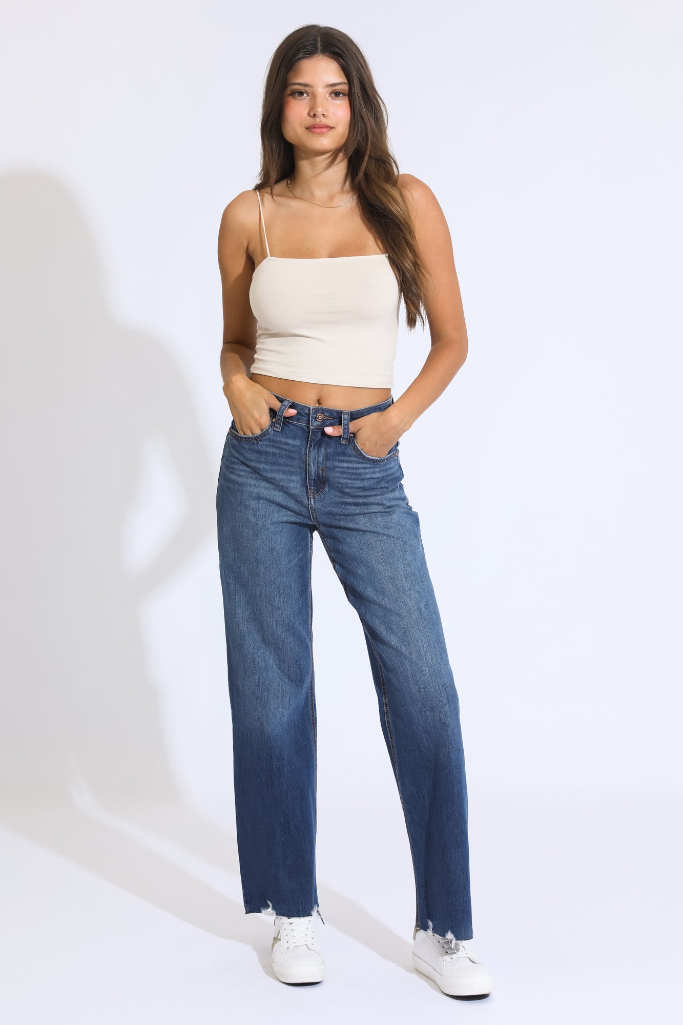 SUPER HIGH RISE WIDE LEG JEANS - VINTAGE DARK BLUE/BLACK