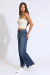 SUPER HIGH RISE WIDE LEG JEANS - VINTAGE DARK BLUE/BLACK