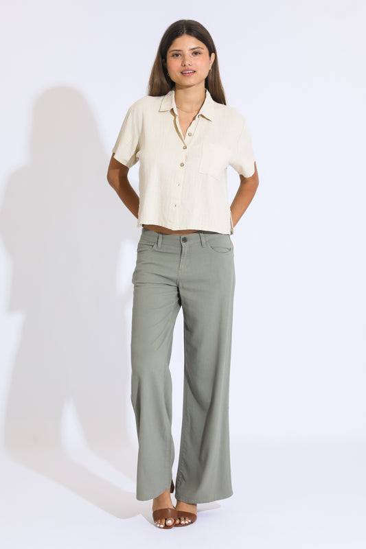 Classic Rise A-line Baggy Pant - Dusty Sage