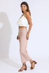 Marina Wide Leg Crop Pants - Light Sand