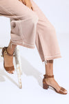 Marina Wide Leg Crop Pants - Light Sand