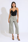 Marina Wide Leg Crop Pants - Dusty Sage