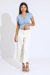 Marina Wide Leg Crop Pants - Ecru Stone Wash