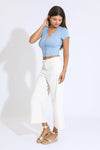 Marina Wide Leg Crop Pants - Ecru Stone Wash