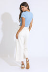 Marina Wide Leg Crop Pants - Ecru Stone Wash