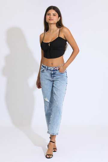 Next Level Low Rise Straight Jeans - Acid Wash