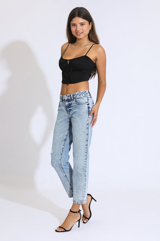 Next Level Low Rise Straight Jeans - Acid Wash