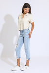 Hailey High Rise Crop Jeans - Medium Blue Black