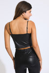 VEGAN LEATHER BUSTIER - BLACK