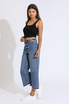 Marina Wide Leg Crop Pants - Medium Indigo