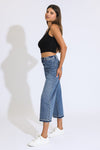 Marina Wide Leg Crop Pants - Medium Indigo