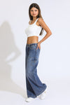 Maxine Low Rise Cargo Wide Leg Jeans - Vintage Indigo