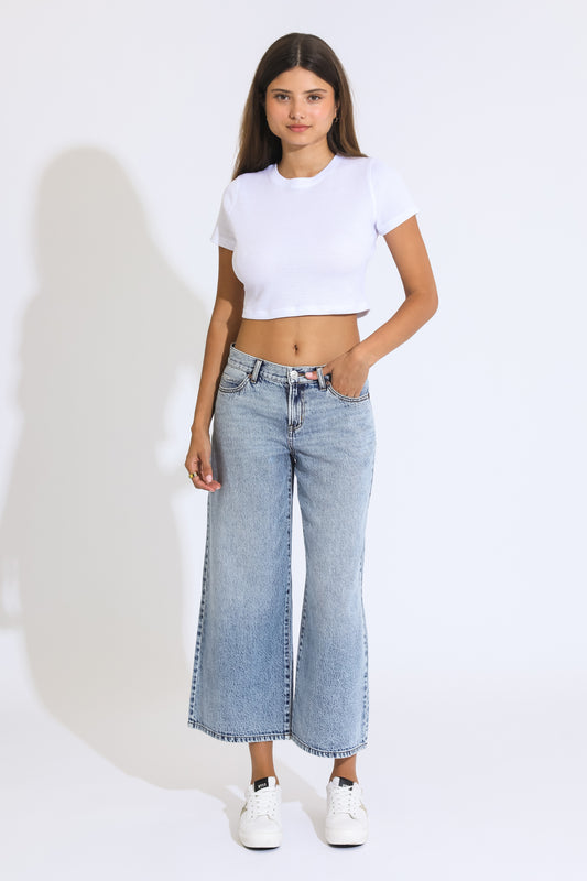 Jaycie Classic Lowrise Wide Leg Crop Jeans - Indigo