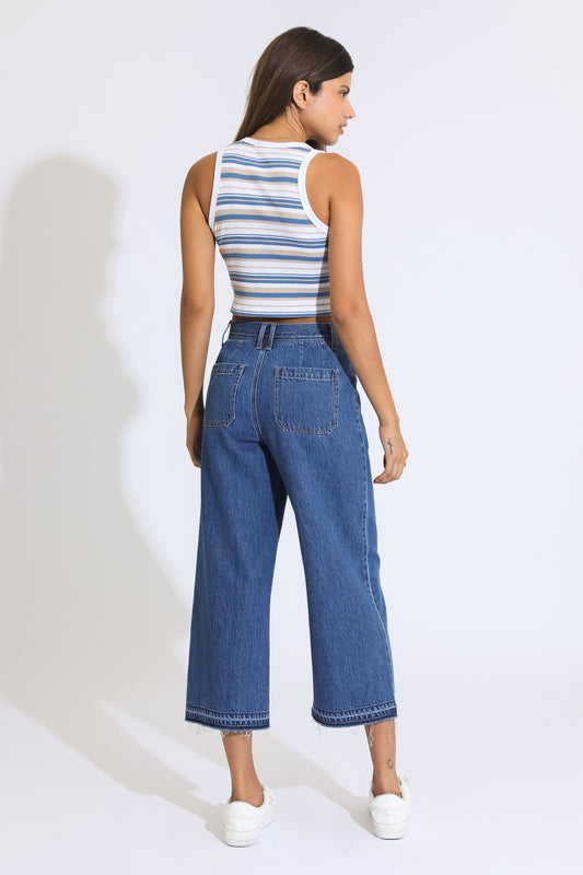 Marina Wide Leg Crop Jeans - Indigo