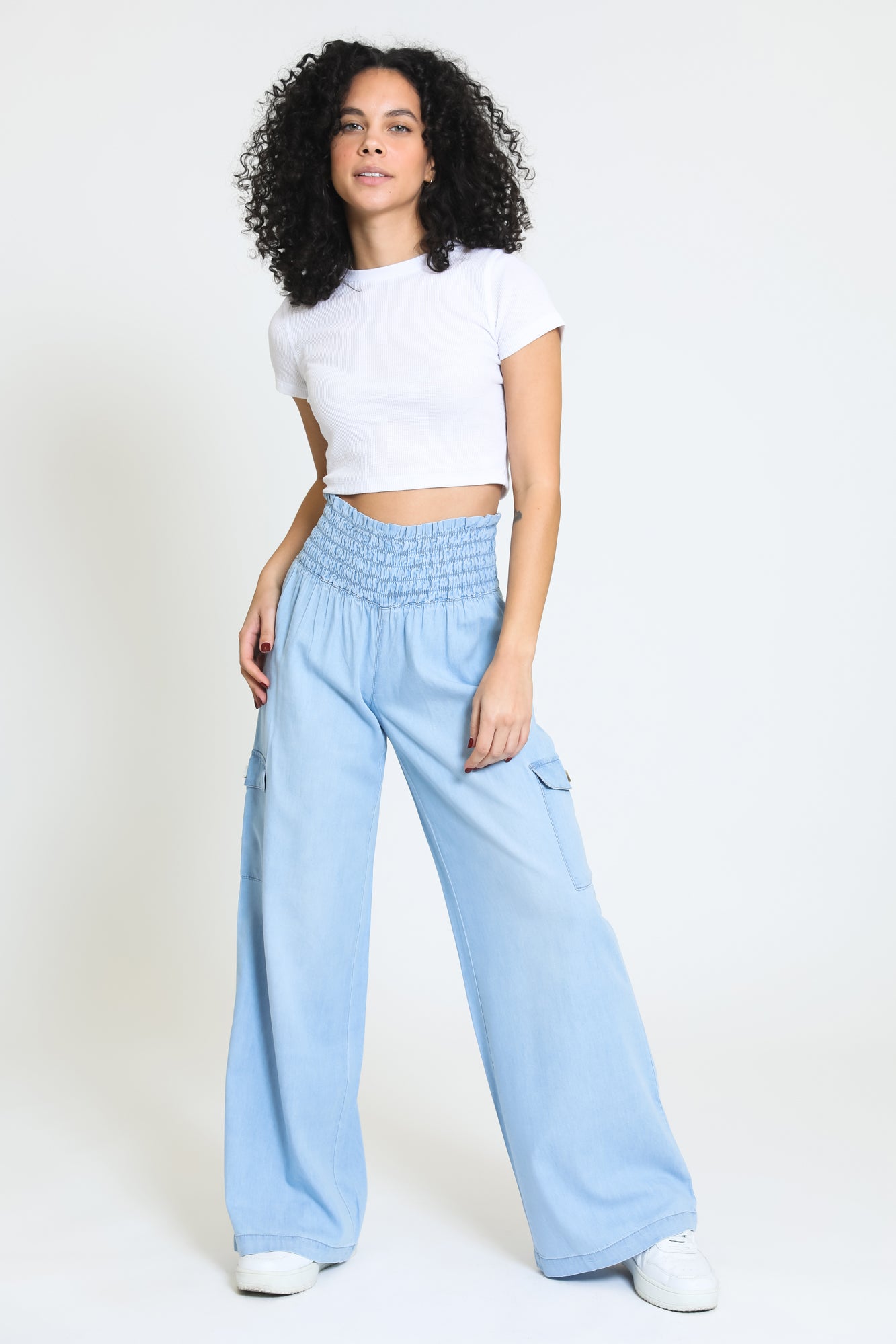 BOARDWALK WIDE LEG W/ CARGO POCKETS - LIGHT INDIGO