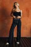 LUNA BOARDWALK WIDE LEG PANT - BLACK WHITE STRIPE