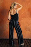 LUNA BOARDWALK WIDE LEG PANT - BLACK WHITE STRIPE