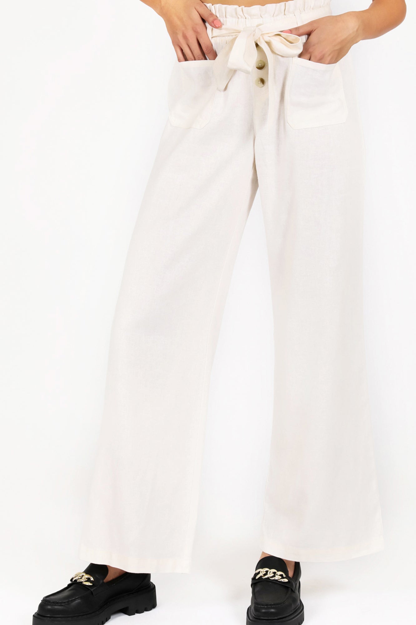 Buy Light Yellow 100% Cotton Elasticated Wide Legged Paperbag Pant Online  at SeamsFriendly