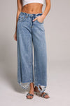 High Rise Wide Leg Cropped Jeans - Medium Indigo