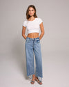 High Rise Wide Leg Cropped Jeans - Medium Indigo